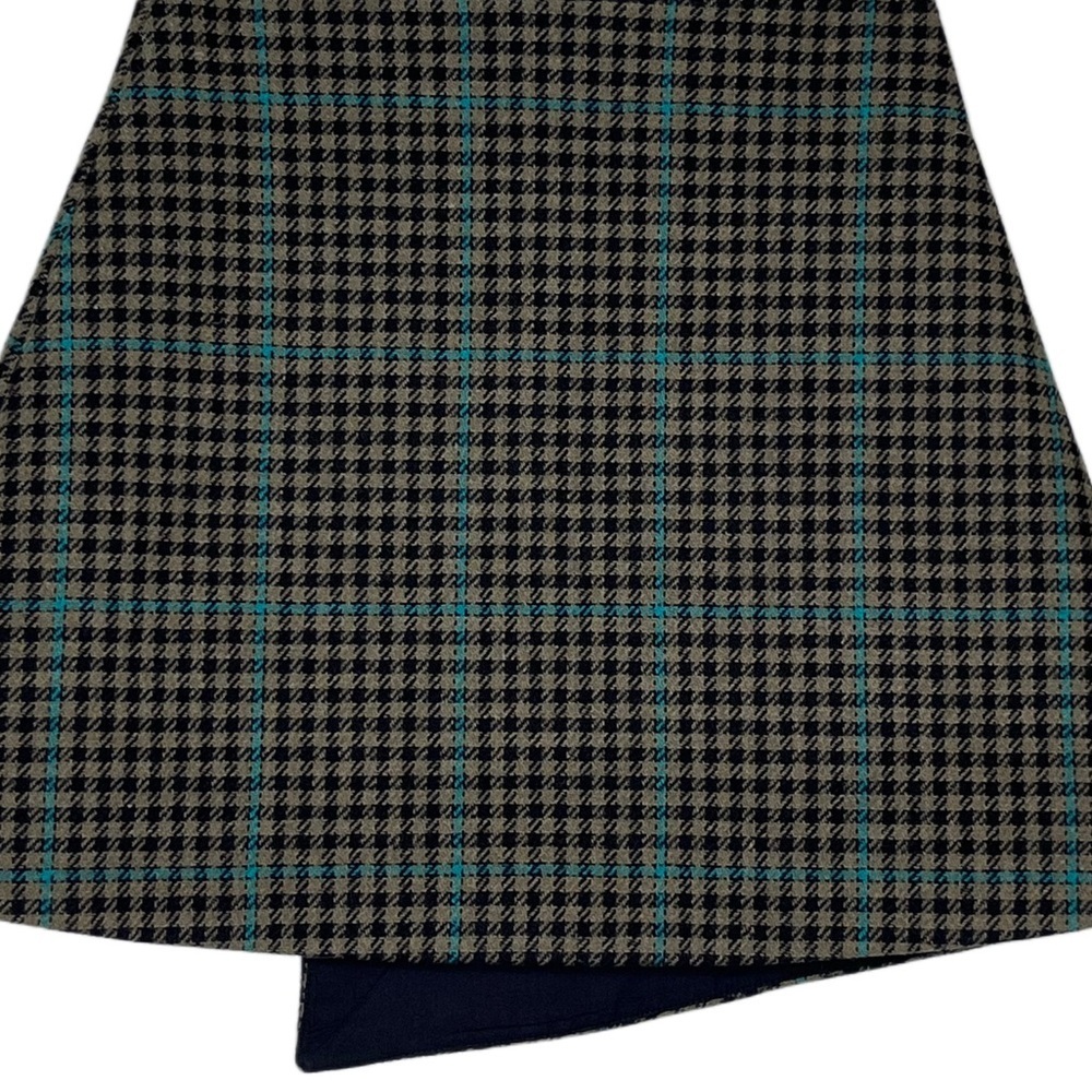 & Other Stories Check Houndstooth Sz 6 Wool Blend Overlap Mini Wrap Skirt - Picture 8 of 13